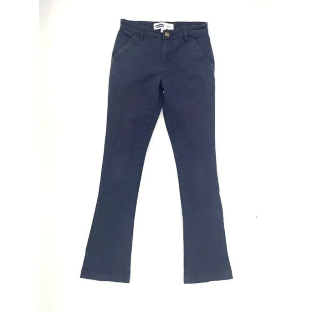 Old Navy Navy Blue Twill Boot Cut Adjustable Waist Girl's Pants Size 14 Slim‎
